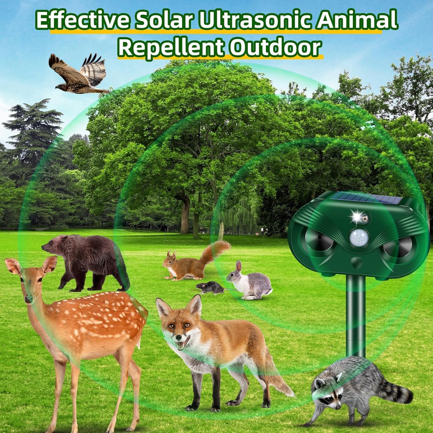 1PC Solar Powered Ultrasonic Cat Repellent Motion Sensor Yard Deterrent for Cat Deer Squirrel Rabbit Outdoor Animal Repeller Devices