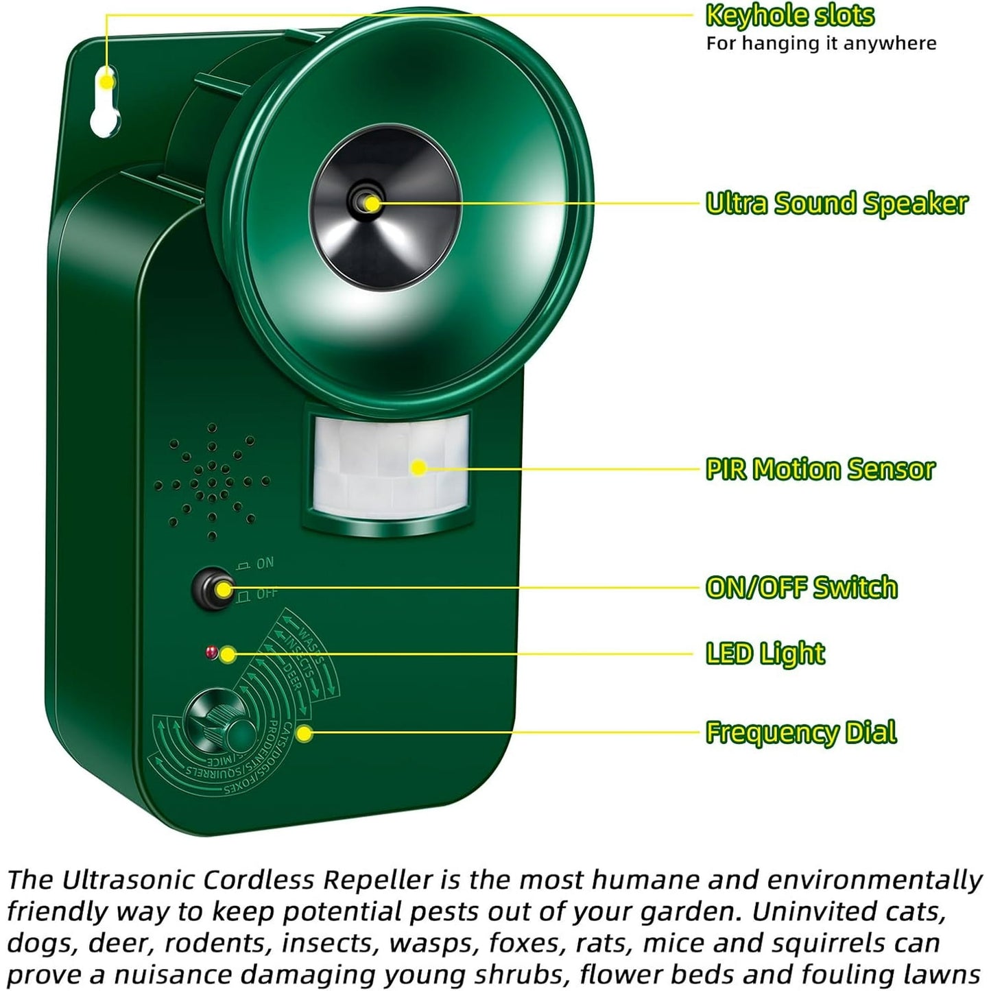 Bird Deterrents for Outside Ultrasonic Bird Repellent Devices Deer Repellent Devices Cat Repellent Animal Repeller with Motion Sensor to Keep Bird Raccoon Rabbit Squirrel Skunk Out of Balconies Yard