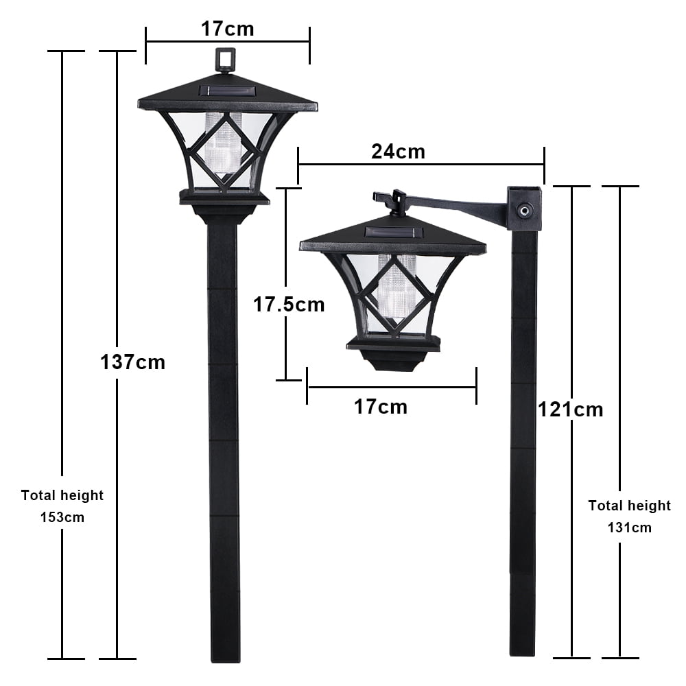 5 Ft Solar Power Vintage Lamp Post Lantern 2in1 Garden Pathway Lighting Post