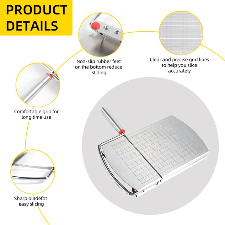 JahyShow Multipurpose Stainless Steel Cheese Slicer and Cutter Block Cheese, Butter, Sausages Kitchen Gadget Board