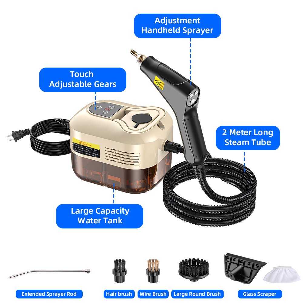 Steam Cleaner, Handheld High-Pressure Steamer with Handle Adjustment Smart Detachable for Home Use