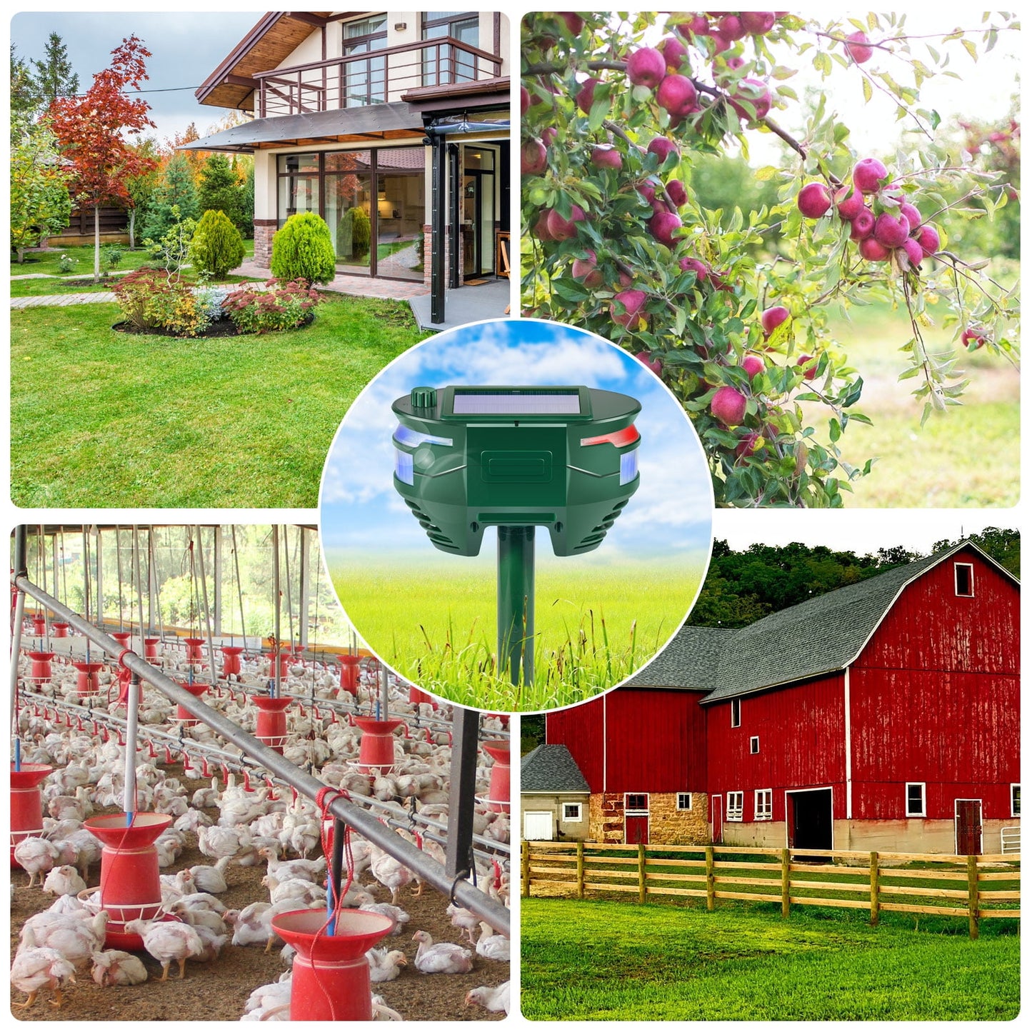 Solar Animal Repellent Outdoor,Ultrasonic Animal Repeller with Motion Sensor & Flashing Light,Waterproof Animal Deterrent Keep Squirrel Deer Cat Dog Rabbit Skunk Raccoon