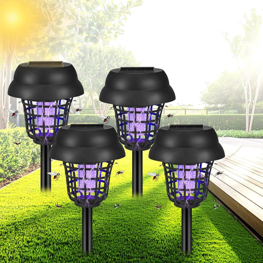 2024 Solar Bug Zapper Outdoor, Mosquito Zapper Outdoor Mosquito Killer for Bug Gnat Fly Small Flying Insect Mosquito Repellent for Patio Yard Garden Farm, Waterproof Bug Lights for Outside,4 Pack