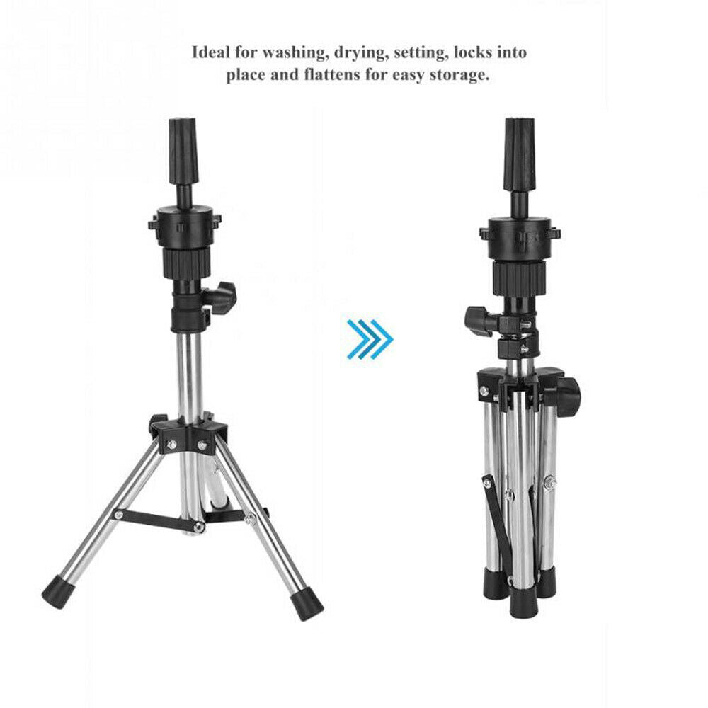 Reinforced Wig Stand Tripod Mannequin Head Stand, Adjustable Wig Head Stand Holder for Cosmetology Hairdressing Training