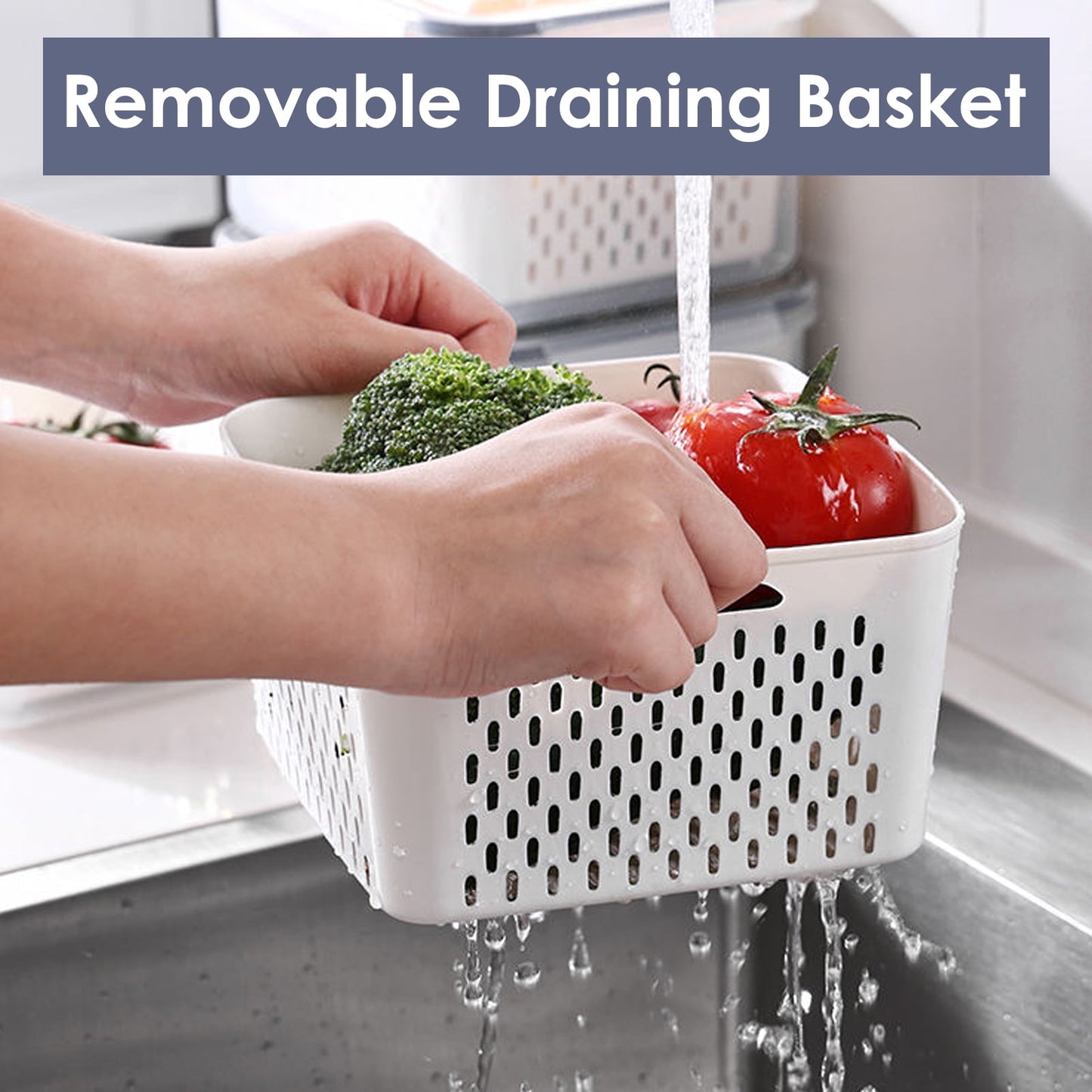 3 Pack Vegetable Fruit Storage Containers For Fridge With Lids Drain Colanders Refrigerator Organizations Storage For Spinach Strawberry Berry Salad Cheese Lettuce