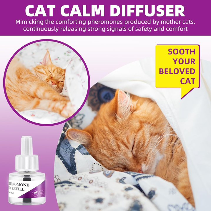 JahyShow Stress-Relieving Cat Pheromone Diffuser Refill, 6 Pack Anxiety Relief for Cats Calming Formula Plug-in