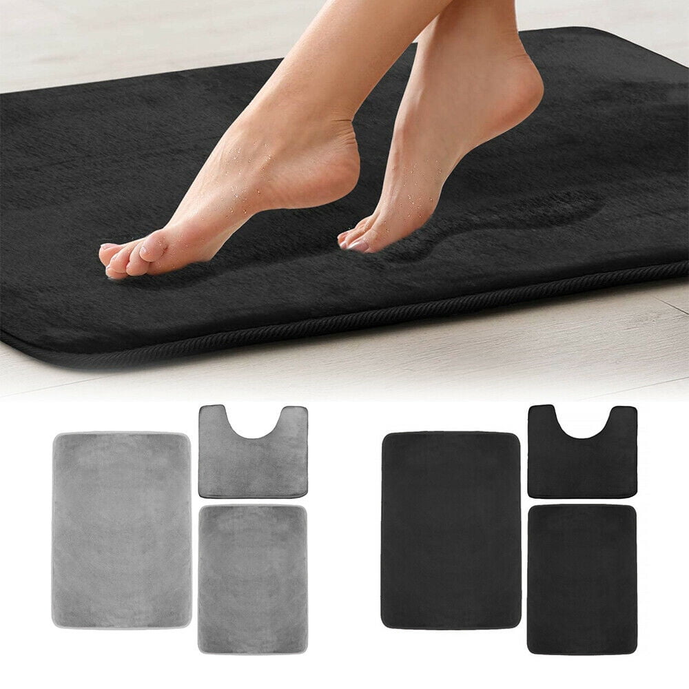 Memory Foam 3 Pc Bathroom Rug Absorbent Bath Mat Set Small Large And Contour Rug