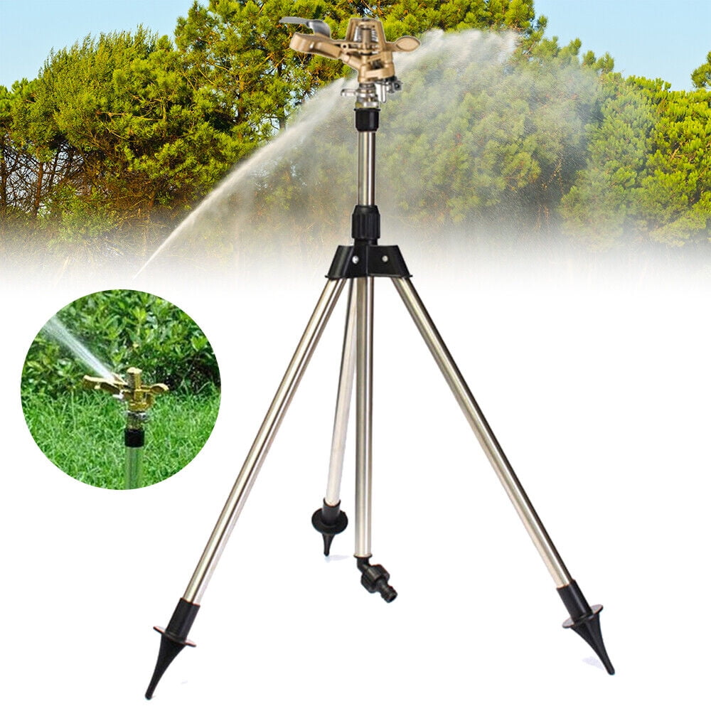 1 Pack Impact Sprinkler on Tripod Base, 360 Degree Large Area Sprinklers for Yard, Suitable for Agriculture, Lawn Sprinkler, Heavy Duty Brass Sprinkler Head and Adjustable 22–36 inch Tripod