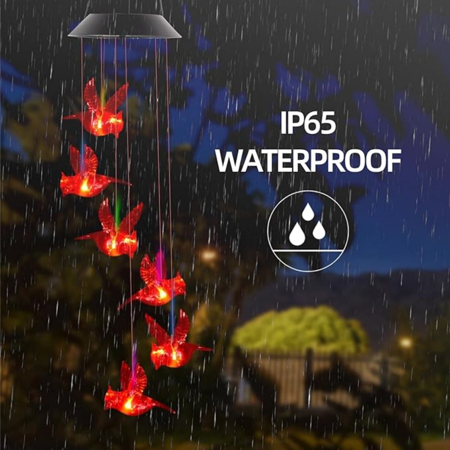 Solar Wind Chimes Light , 6 LED Cardinal Bird Wind Chime Light Great as a Gift for Women mom Grandma Best Friends' Birthday Gift