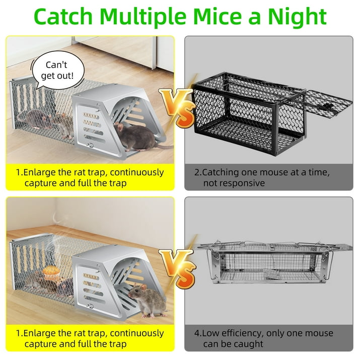 Jinyi Human Mouse Trap, Caged Mice Catcher Indoor & Outdoor Use No Harm Automatic Rodent Removal