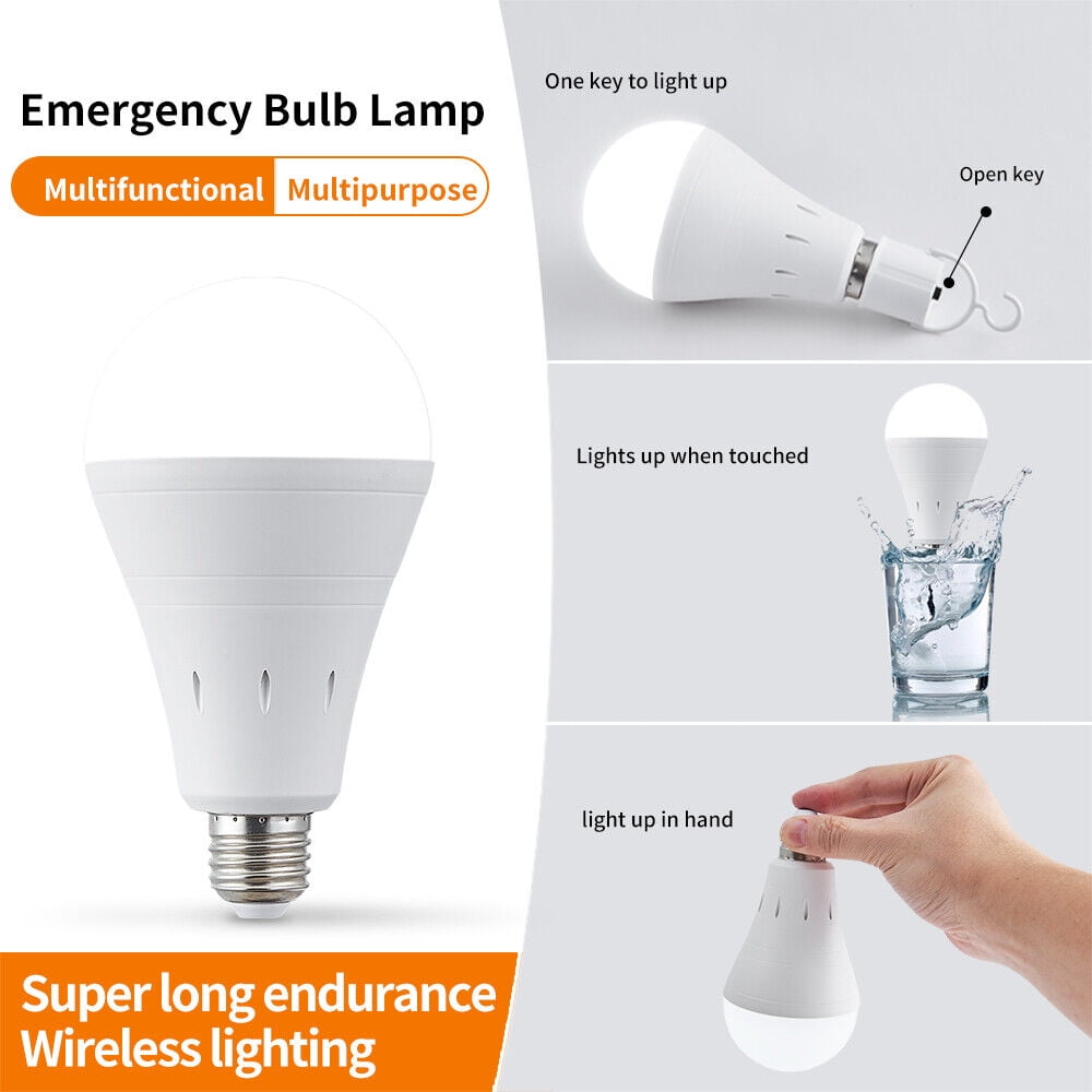 Rechargeable Emergency Light Bulb 4 Pack for Power Outage Battery Operated Bulb