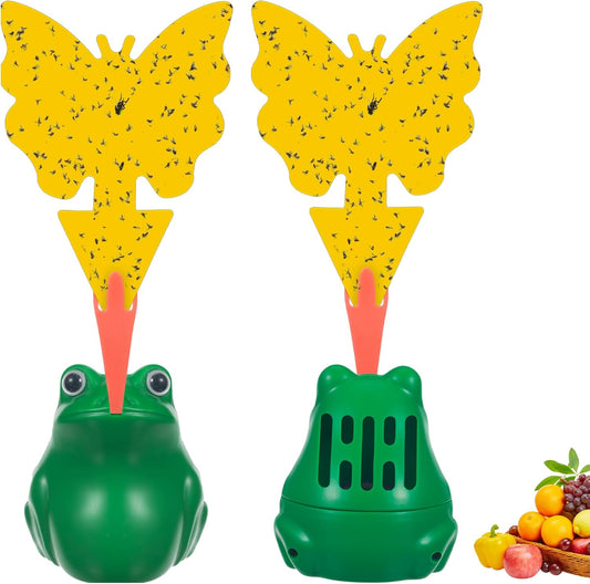 2Pack  Indoor Fruit Fly Traps with Sticky Stickers and Bait,Non-toxic Fruit Fly Catcher for House Dark Green