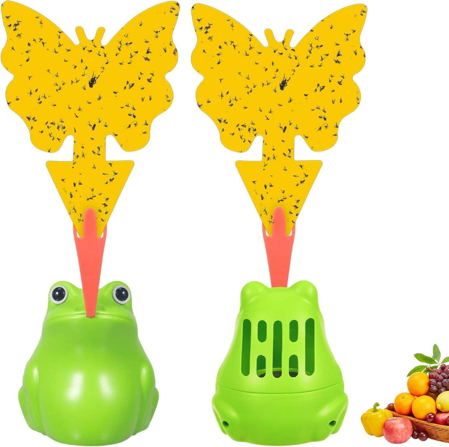 2Pack  Indoor Fruit Fly Traps with Sticky Stickers and Bait,Non-toxic Fruit Fly Catcher  for House Light Green