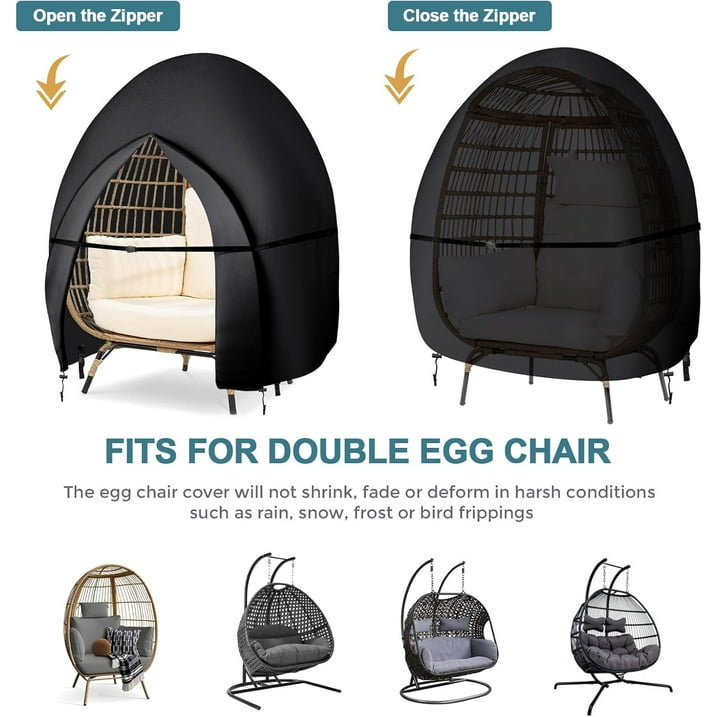 Egg Chair Cover,Patio Extra Large Double Egg Chair Cover for Outdoor Furniture, Heavy Duty Swing Hanging Egg Chair Cover Waterproof, Dust-Proof,91x80 Inches