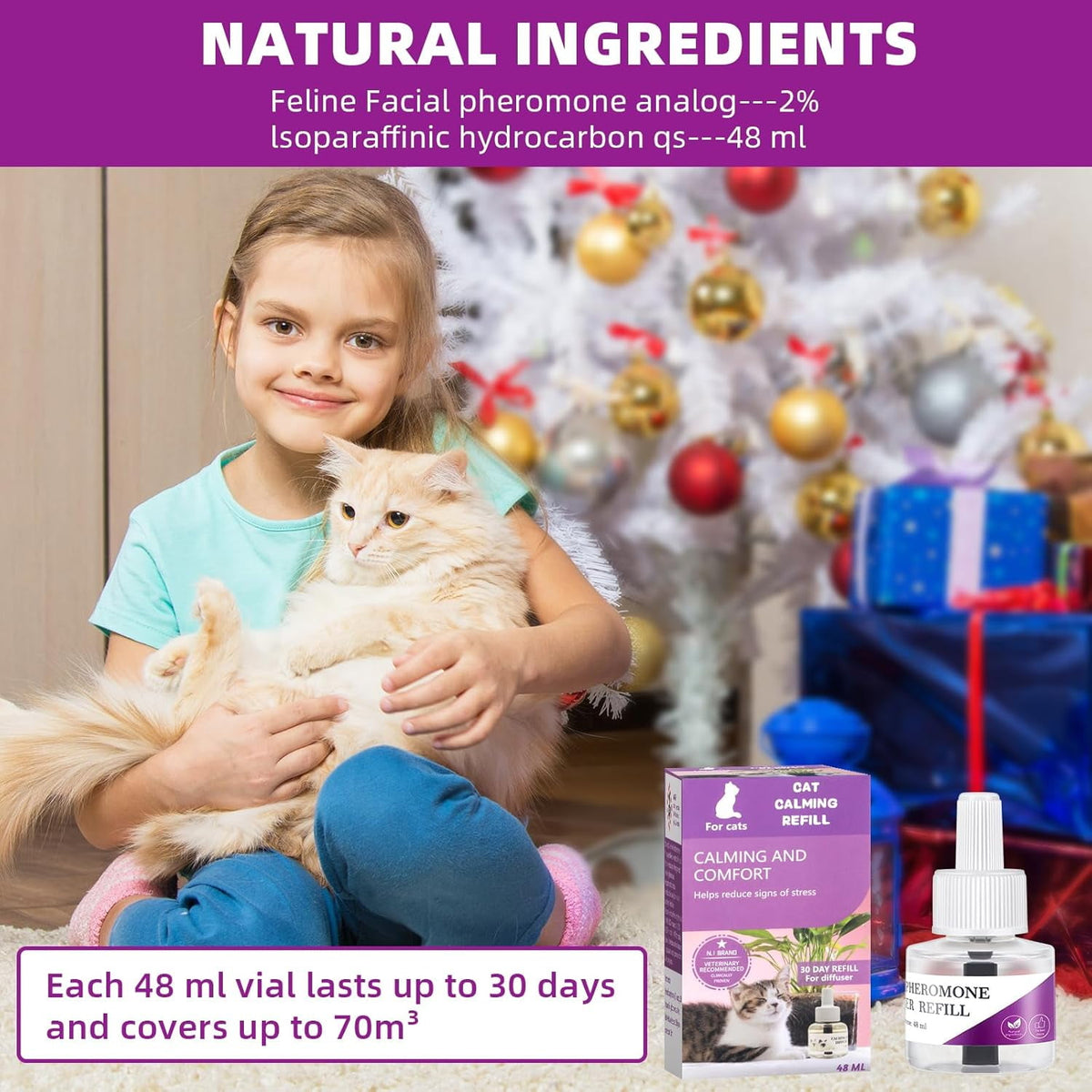JahyShow Stress-Relieving Cat Pheromone Diffuser Refill, 6 Pack Anxiety Relief for Cats Calming Formula Plug-in