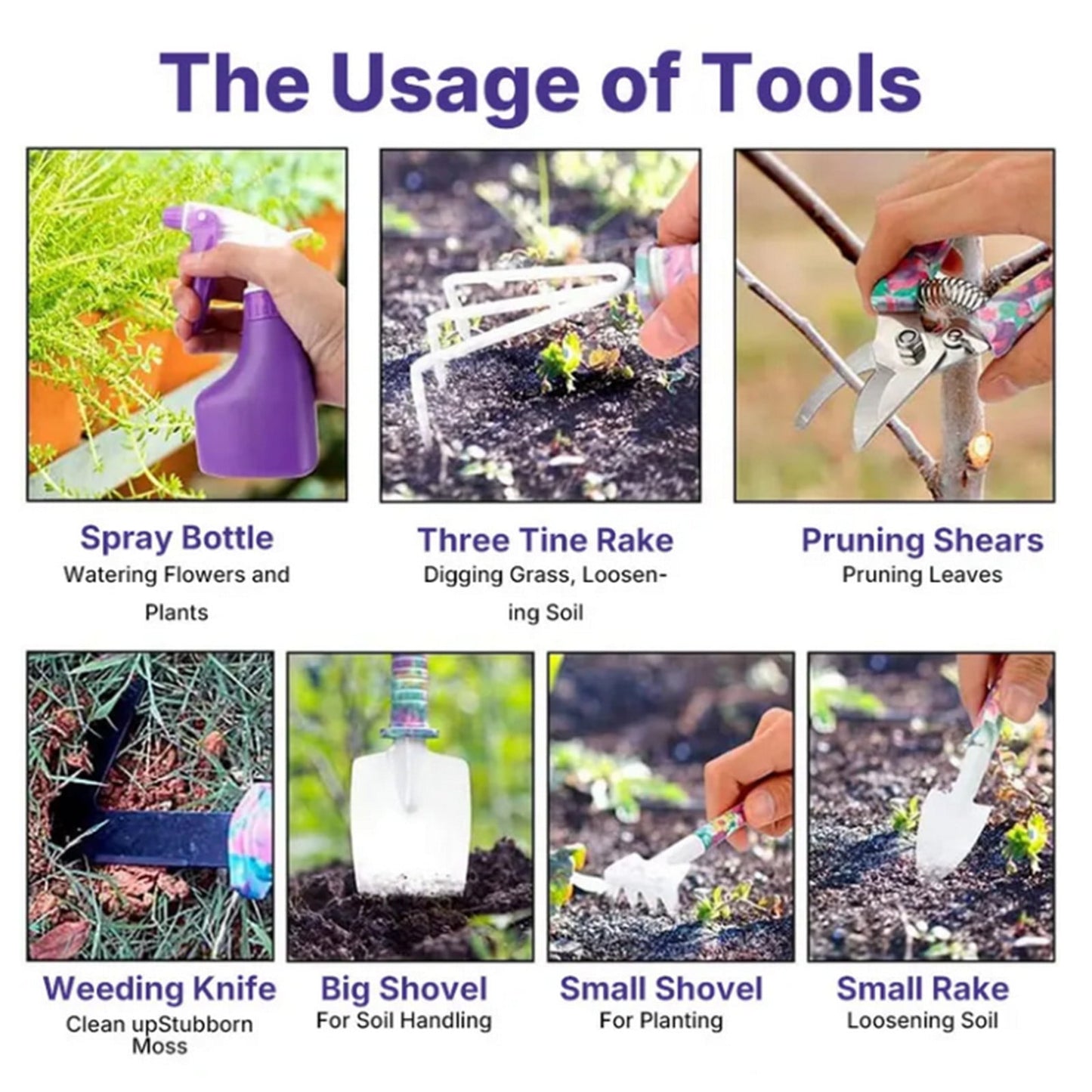 Garden Tools Set, 10 Piece Heavy Duty Gardening Tool Set for Digging Planting Pruning Gardening Kit for Women Men