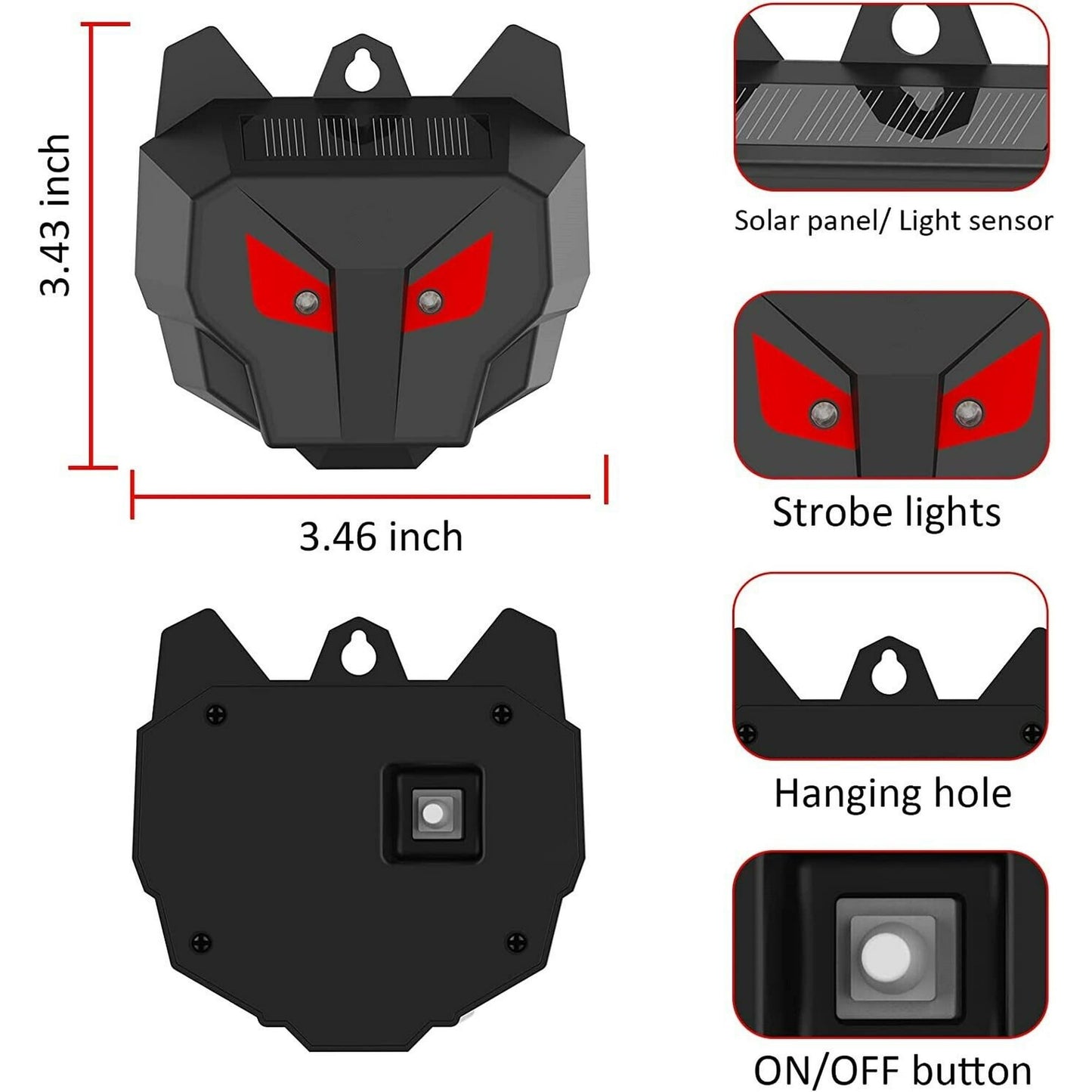 4 X Solar Powered Nocturnal Wild Animal Repeller Bionic Eyes Predator For Yard