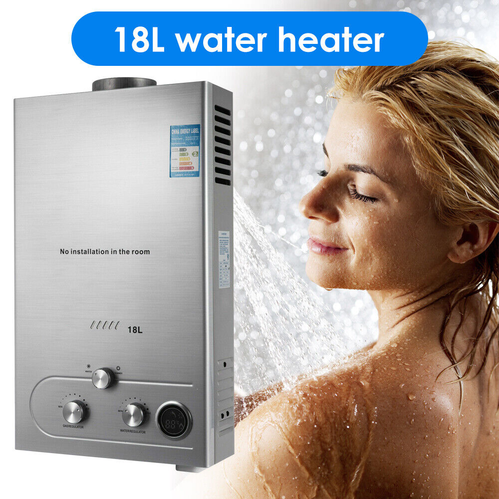 Tankless Water Heater 4.8GPM Natural Gas Water Heater 18L Portable Water Heater Instant Endless Hot Water with Shower Kit