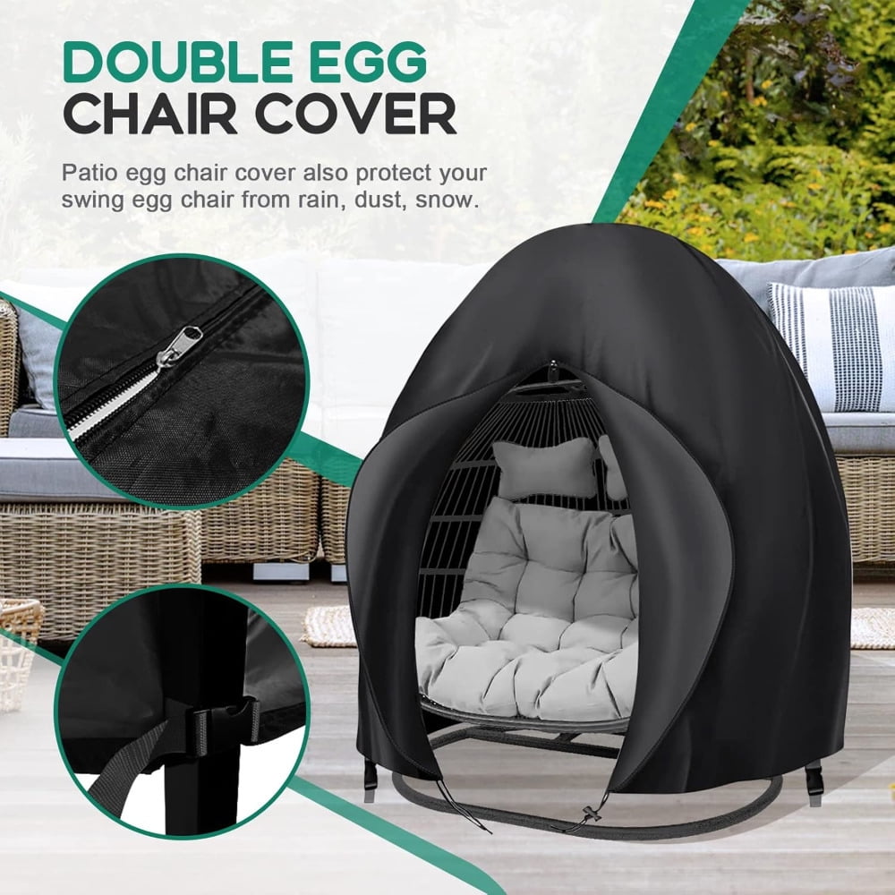 Egg Chair Cover,Patio Extra Large Double Egg Chair Cover for Outdoor Furniture, Heavy Duty Swing Hanging Egg Chair Cover Waterproof, Dust-Proof,91x80 Inches