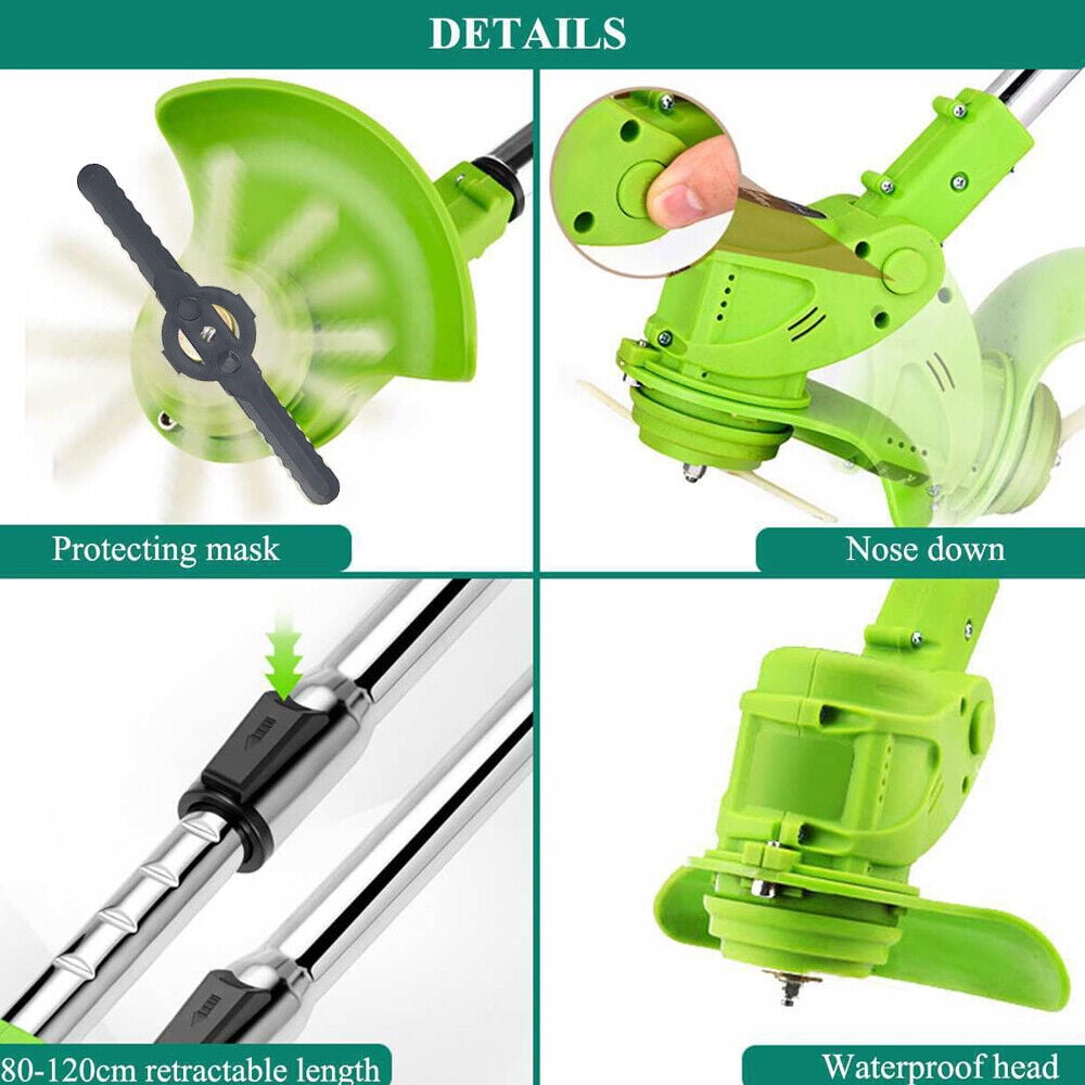 Electric Grass String Trimmer Cordless Weed Eaters Lawn Edger Weed Wacker Cutter with 2 Battery