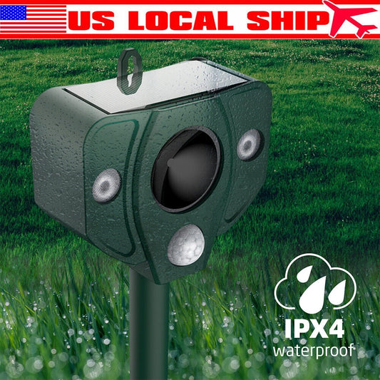 Ultrasonic Solar Power Pest Animal Repeller, Repellent Garden Cat Dog Fox