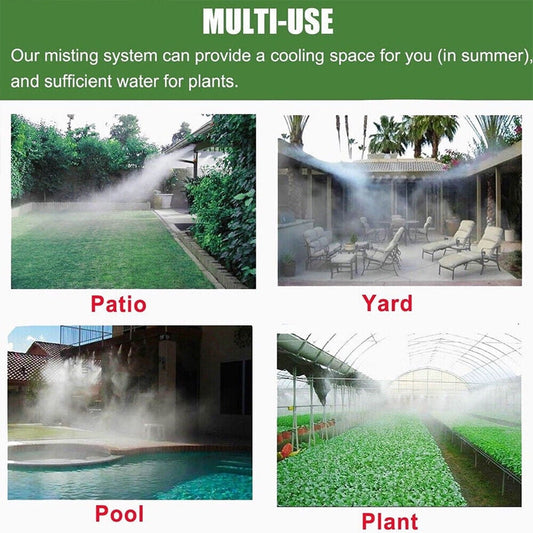 30/50Ft Patio Water Mister Outdoor Mist Nozzle Misting Cooling System Fan Cooler