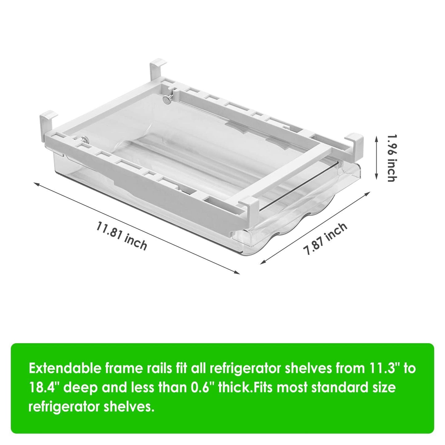 Auto Scrolling Refrigerator Egg Drawer,Large Capacity Egg Holder Tray for Refrigerator,Adjustable Clear Egg Storage Container Fit Fridge Shelf Under 0.6"