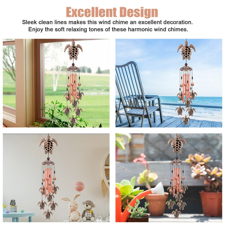 JahyShow Sea Turtle Wind Chimes,Decorative Wind Chimes for Outdoor,with S Hook for Patio Garden Decor