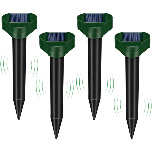 Mole Repellent Solar Powered Outdoor, Gopher Repellent Ultrasonic Mole Repellent Stakes Waterproof Sonic Mole Spikes