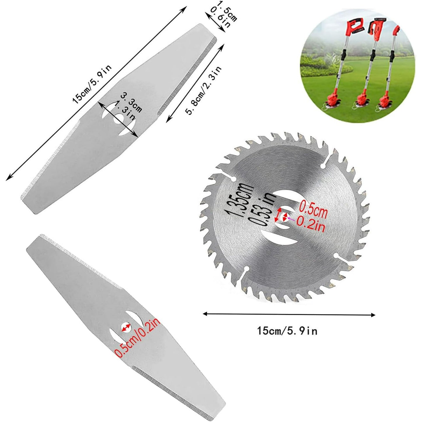 10Pack Grass Trimmer Blade Heads Replacements,Cordless Electric String Trimmers Metal Blade,Carbide Blade Tip Brush Cutter Trimmer Blade for Electric Lawn Mower Set (Silver)