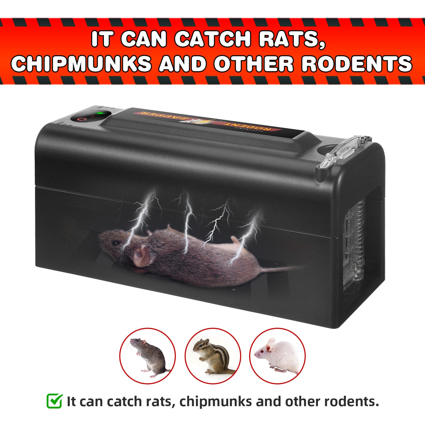 Electric Rat Zapper with Door 2000V Shock Rat Killer Effective Mouse Traps Indoor for Home Office, Let The Mice Not Escape