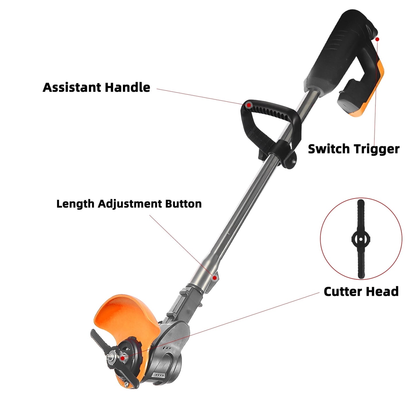 Weed Wacker Grass Trimmer, 24V Cordless Weedeater Lightweight Electric Brush Cutter with 2 Batteries and Charger for Home Garden Yard Trimming