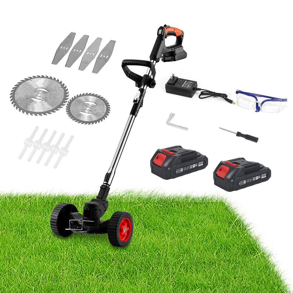 Cordless Lawn Mower Dual Batteries 650W Power Red & Black 45/90 minutes Runtime Lithium Lawn Mower Complete Kit