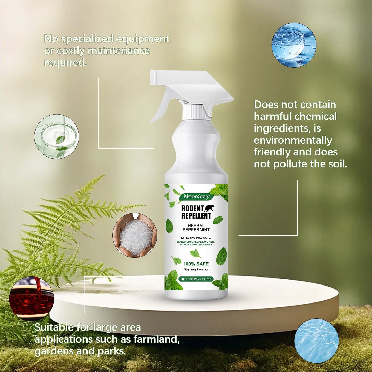 Mint-Scented Mouse Repellent Spray, 500ml Natural Insect Spray