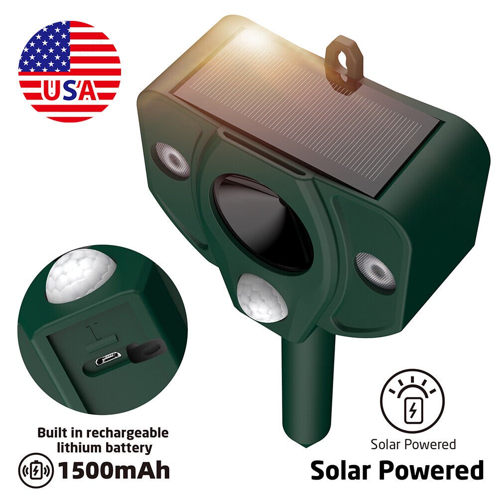 Ultrasonic Solar Power Pest Animal Repeller, Repellent Garden Cat Dog Fox