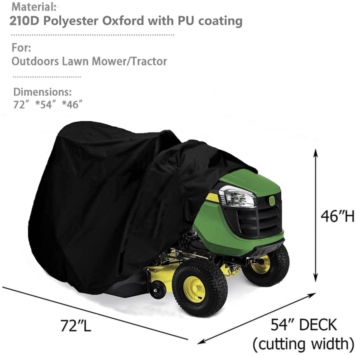 Riding Lawn Mower Cover, Tractor Cover Waterproof Up to 54'' Decks Riding Lawn Tractor Cover Polyester Oxford