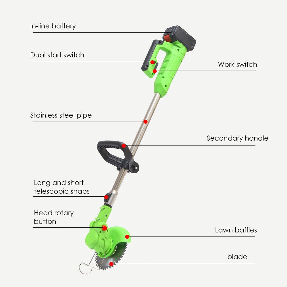 Electric Cordless Grass String Trimmer Lawn Edger Weed Eater Cutter + 2 Battery