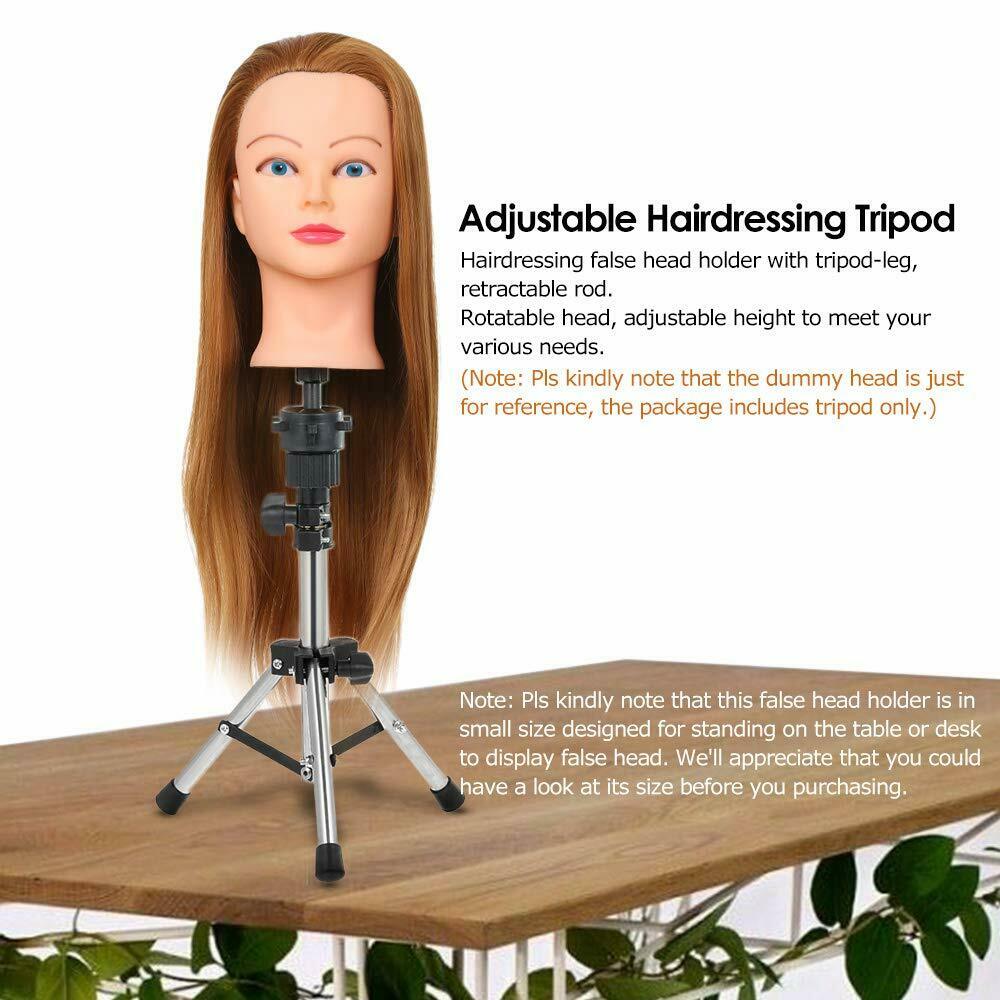 Reinforced Wig Stand Tripod Mannequin Head Stand, Adjustable Wig Head Stand Holder for Cosmetology Hairdressing Training