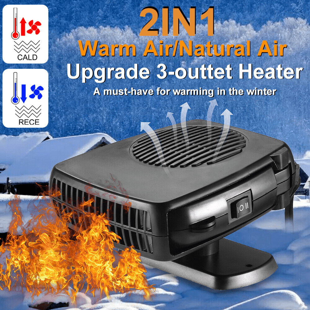 360° 200W Car Heater DC 12V Heating Cooling Fan Windshield Defroster Demister