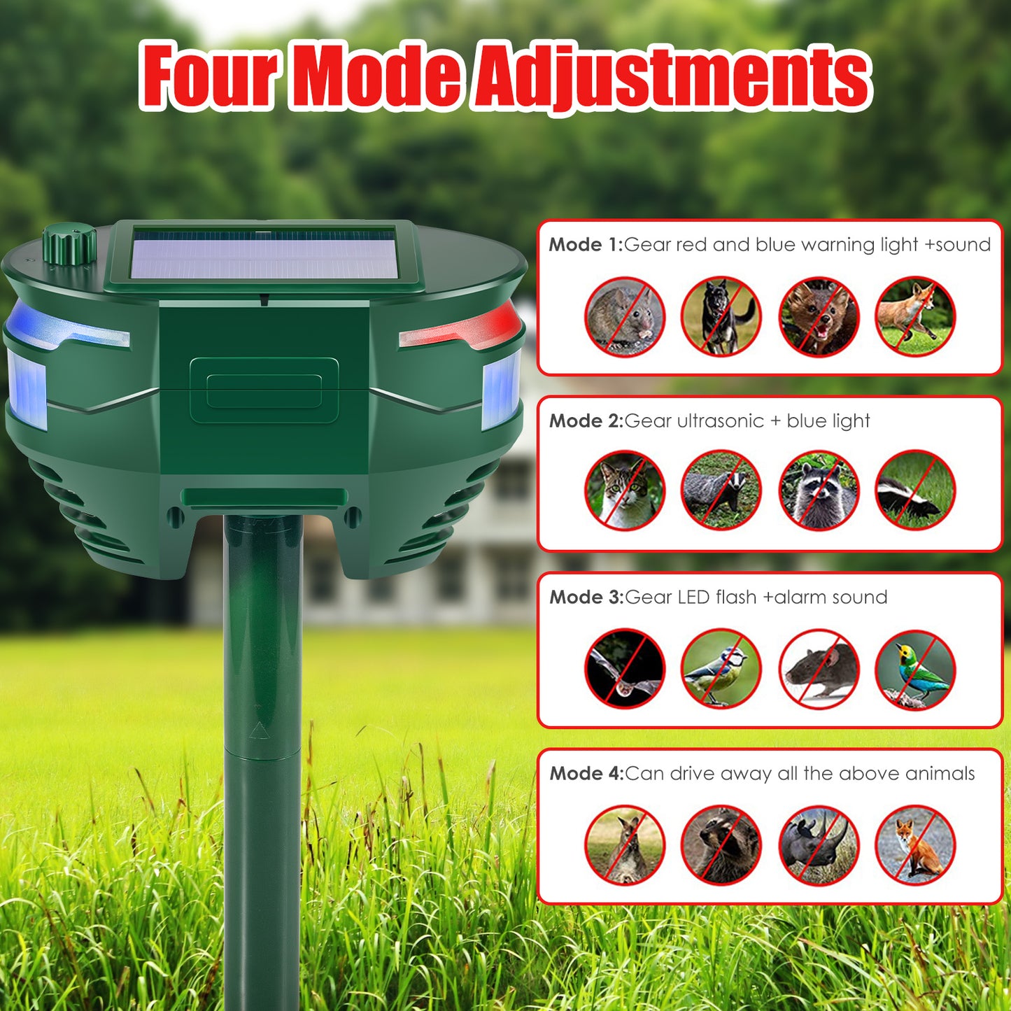 2 Pack Ultrasonic Animal Repellent Outdoor,Solar Animal Repeller with Motion Sensor Waterproof Animal Deterrent Keep Deer Cat Dog Skunk Squirrel Rabbit Raccoon Out of Yard Farm Garden