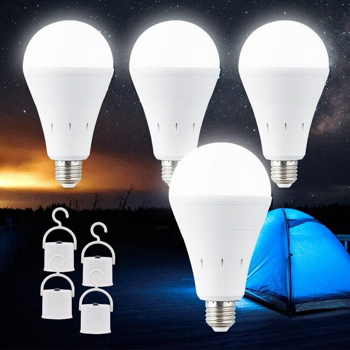 Rechargeable Emergency Light Bulb 4 Pack for Power Outage Battery Operated Bulb