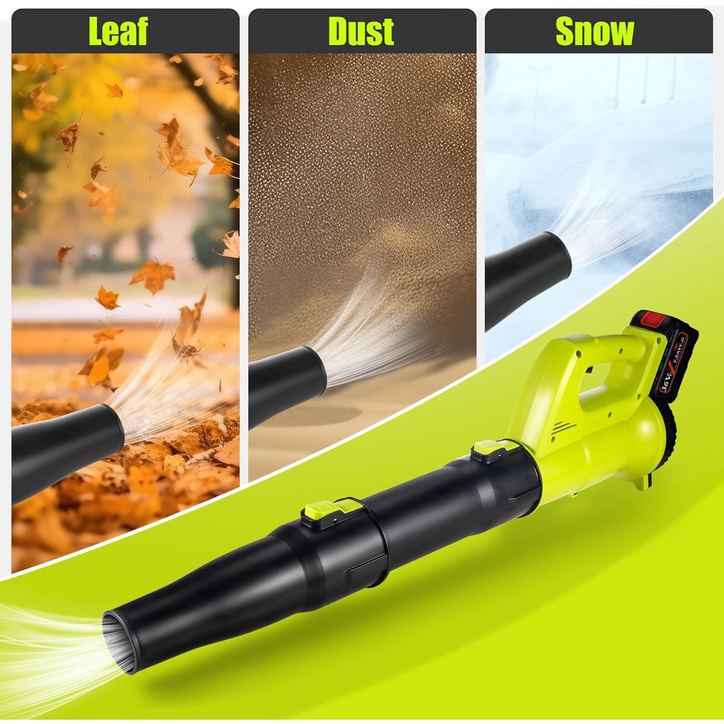 Cordless Leaf Blower, 21V For Lawn Care Handheld Electric Leaf Blower Lightweight for Snow Blowing with 2 Batteries 4500mAh Lithium Battery and Charger