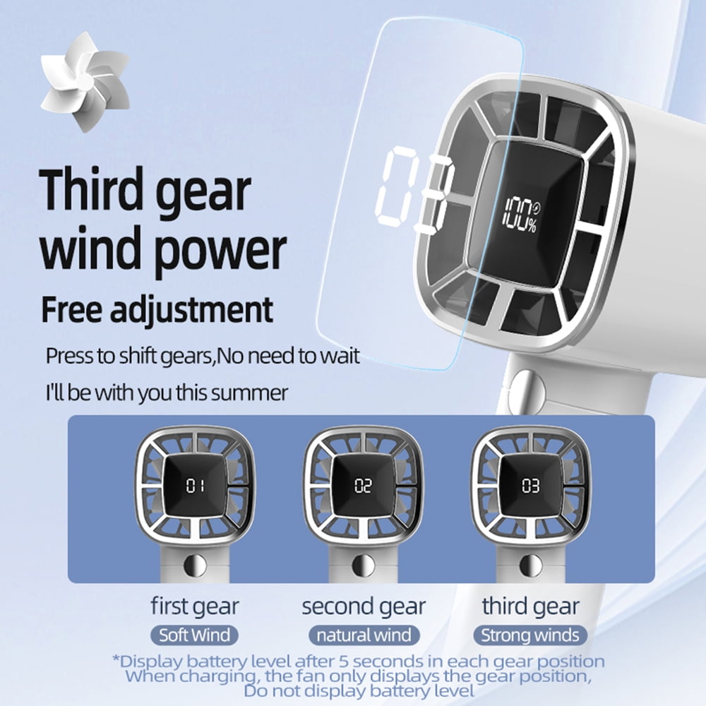 Handheld Fan, USB Rechargeable Cooling Portable Mini Fan with 3 Speed Levels Indoor Outdoor