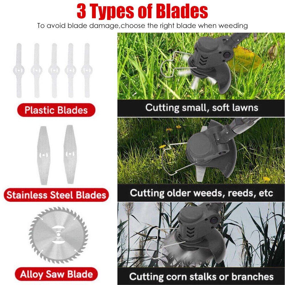 Cordless Weed Eater 900W Electric Brush Cutter Lawn Edger Grass String Trimmer