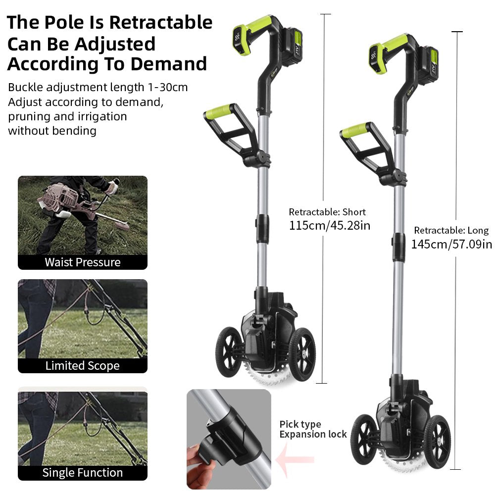 Electric Weed Trimmer, 21V Weed Wacker Cordless Weed Whacker Upgrade Multifunctional Grass Trimmer with Side Trimming Wheel Handhold Lawn Mower