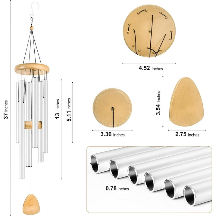 26" Aluminum Black Wind Chimes for Outdoor, Garden, Patio Decoration-Black