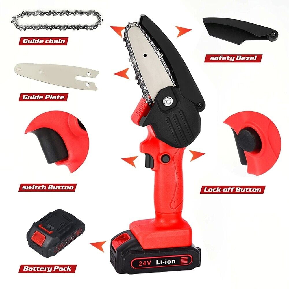 Mini Chainsaw Cordless 4Inch 6Inch Electric Chain Saw 24V 550W Battery Power