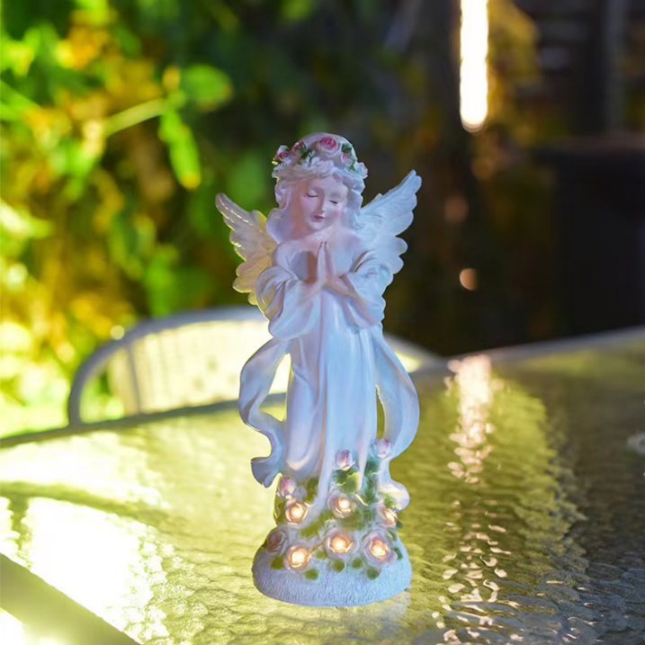 Solar Angel Garden Statue, Outdoor Patio Garden Sculptures & Statues Solar Yard Decorations Lawn Ornaments Figurines for Outside