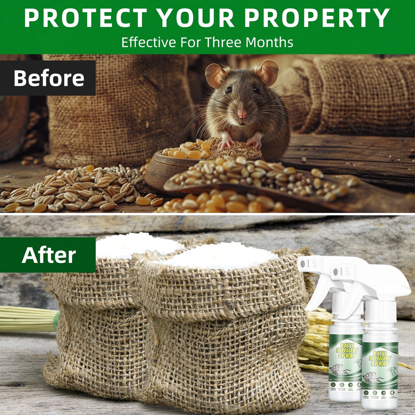Rodent Repellent Peppermint Oil Spray-2.02 oz, 2 Count