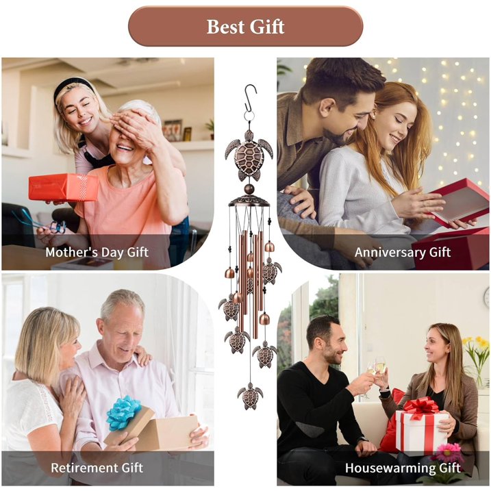 JahyShow Sea Turtle Wind Chimes,Decorative Wind Chimes for Outdoor,with S Hook for Patio Garden Decor